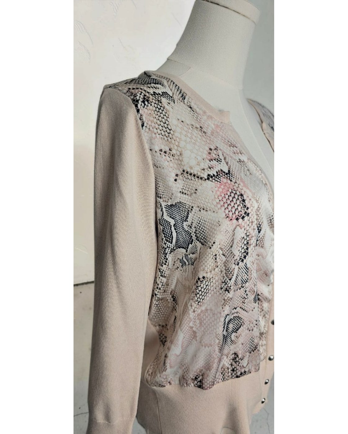 Snake Print Snap-Front Cardigan