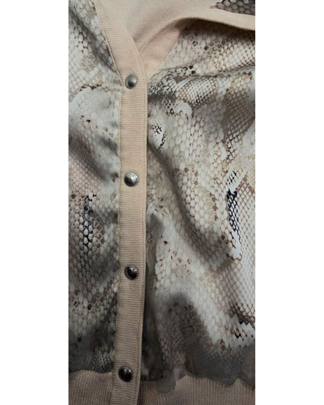 Snake Print Snap-Front Cardigan