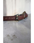 Croc-Embossed Oval Buckle Belt