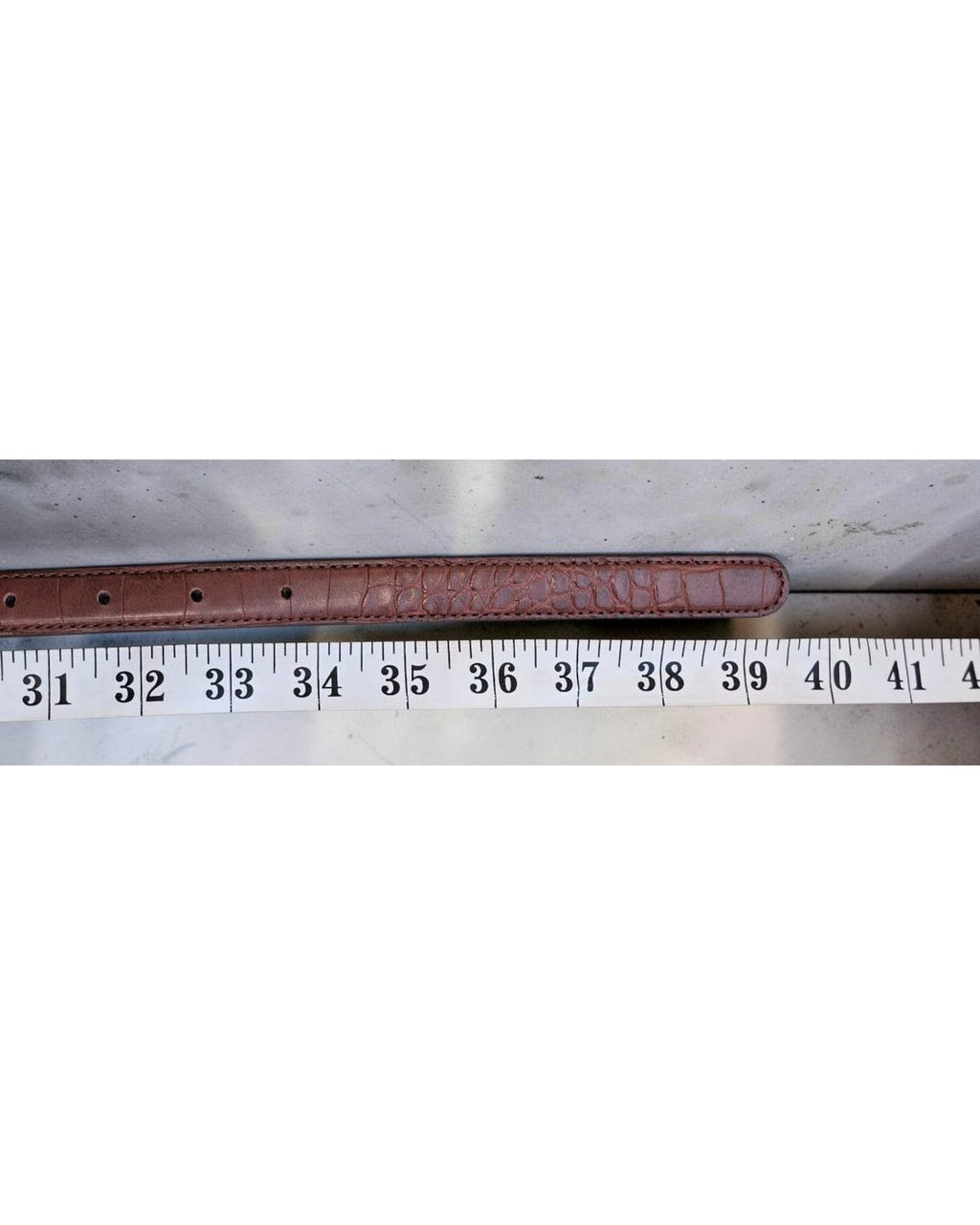 Croc-Embossed Oval Buckle Belt
