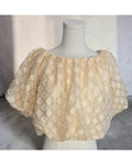 DO+BE Textured Balloon-Sleeve Cropped Blouse - Style# BY19786