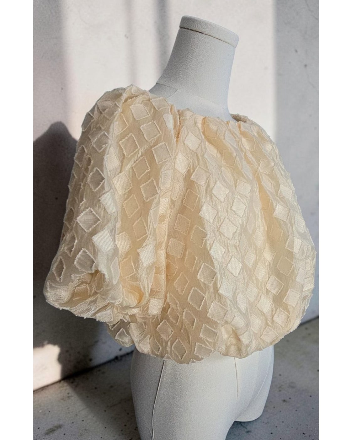DO+BE Textured Balloon-Sleeve Cropped Blouse - Style# BY19786