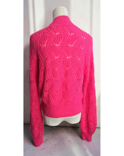 Pink ASTR Pointelle Mock-Neck Sweater, size S