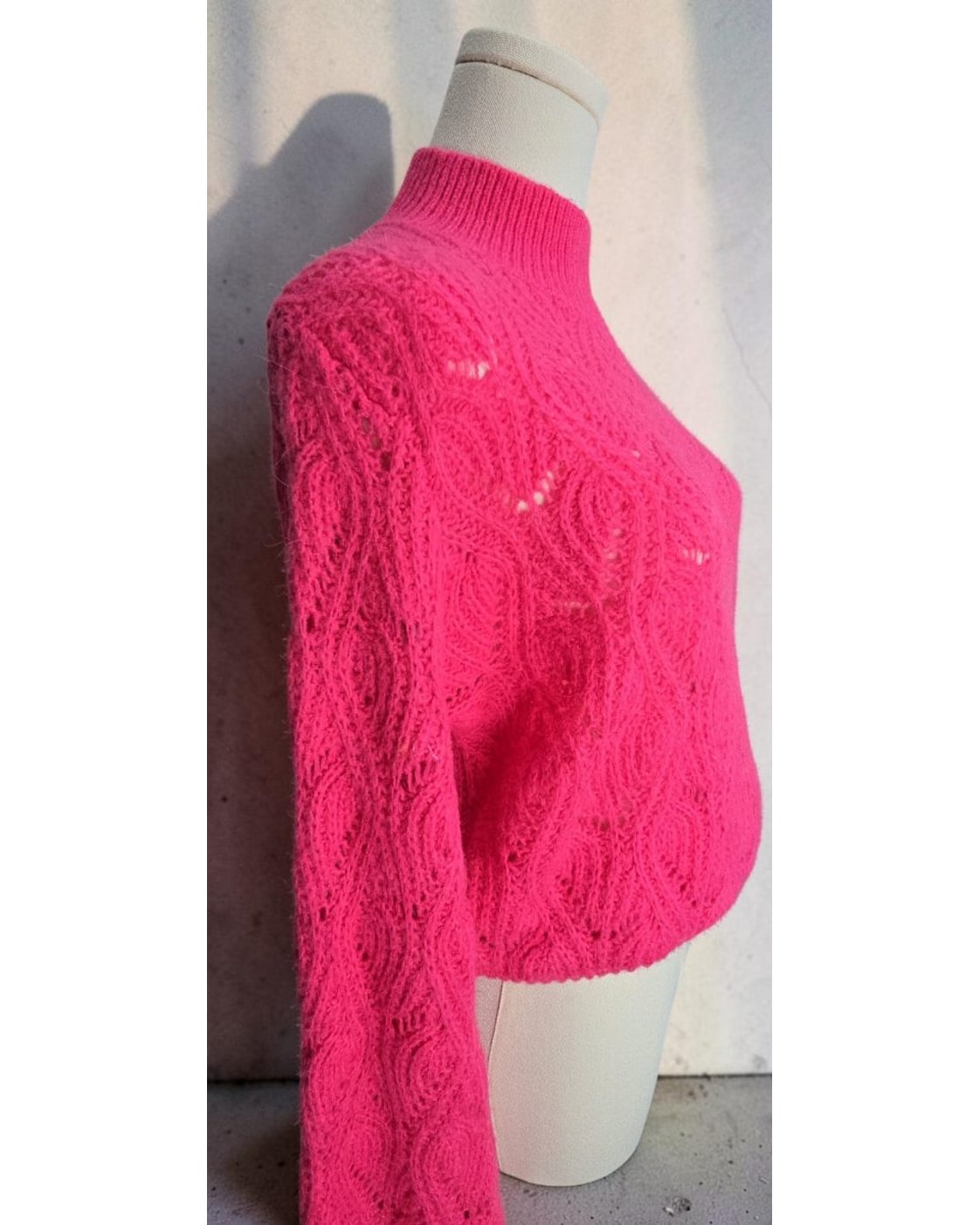 Pointelle Mock-Neck Sweater