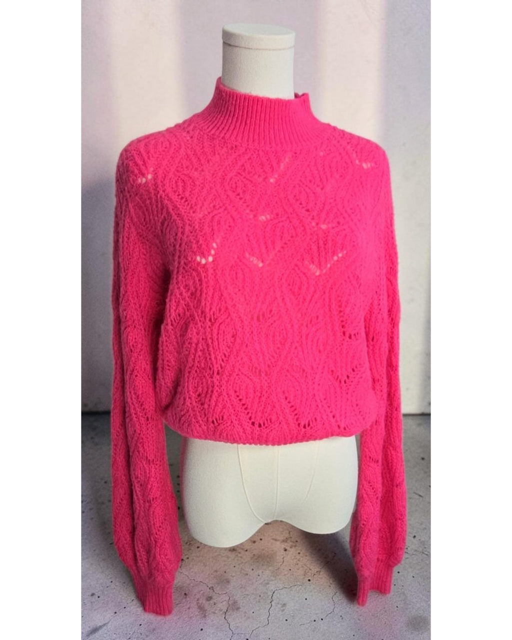 Pointelle Mock-Neck Sweater