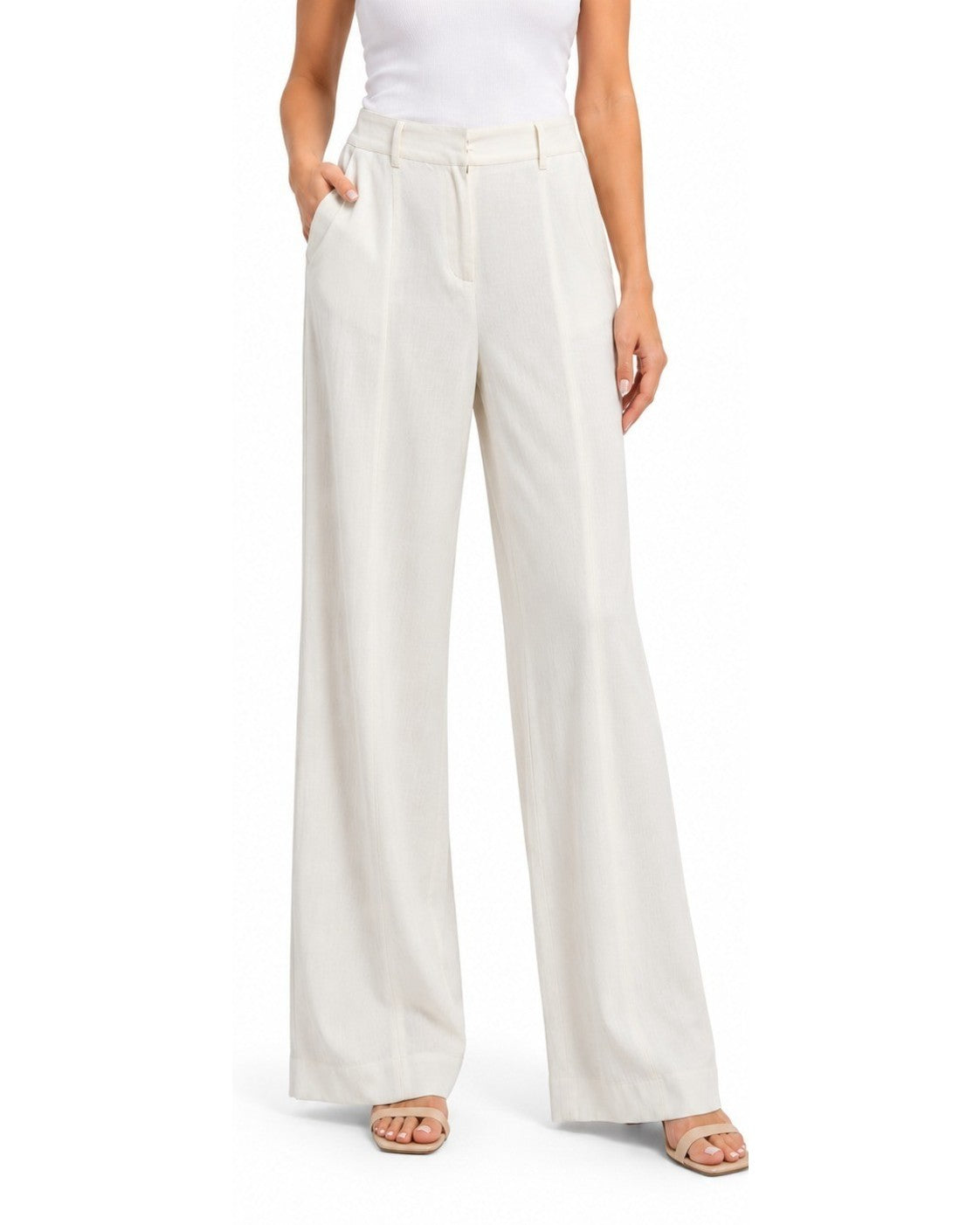 WILLIAM B Linen Blend Wide Leg Trousers - Style# 30013