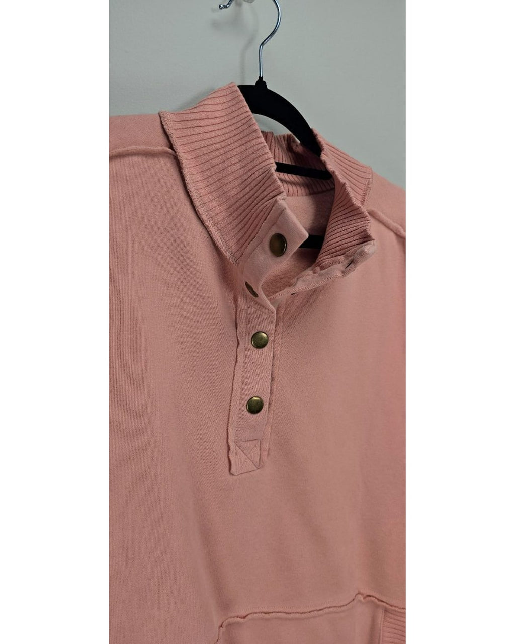 Snap-Neck Kangaroo Pocket Sweatshirt
