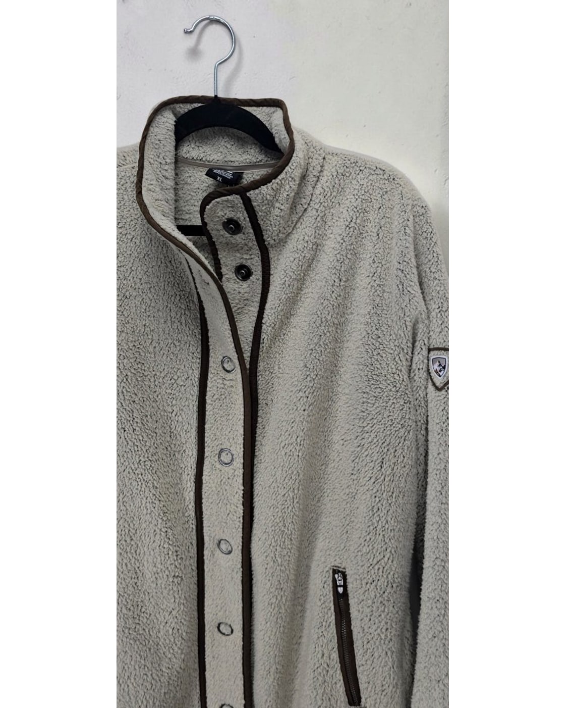 Sherpa Snap-Front Fleece Jacket With Contrast Trim