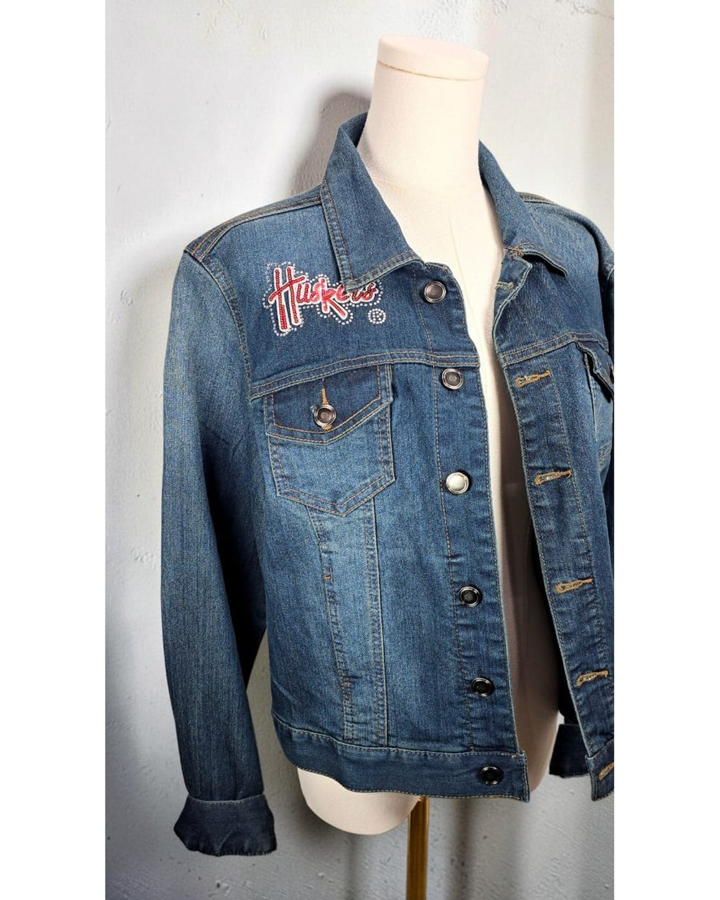 FADED GLORY Nebraska Huskers Rhinestone Denim Jacket - Style# FL33D0690