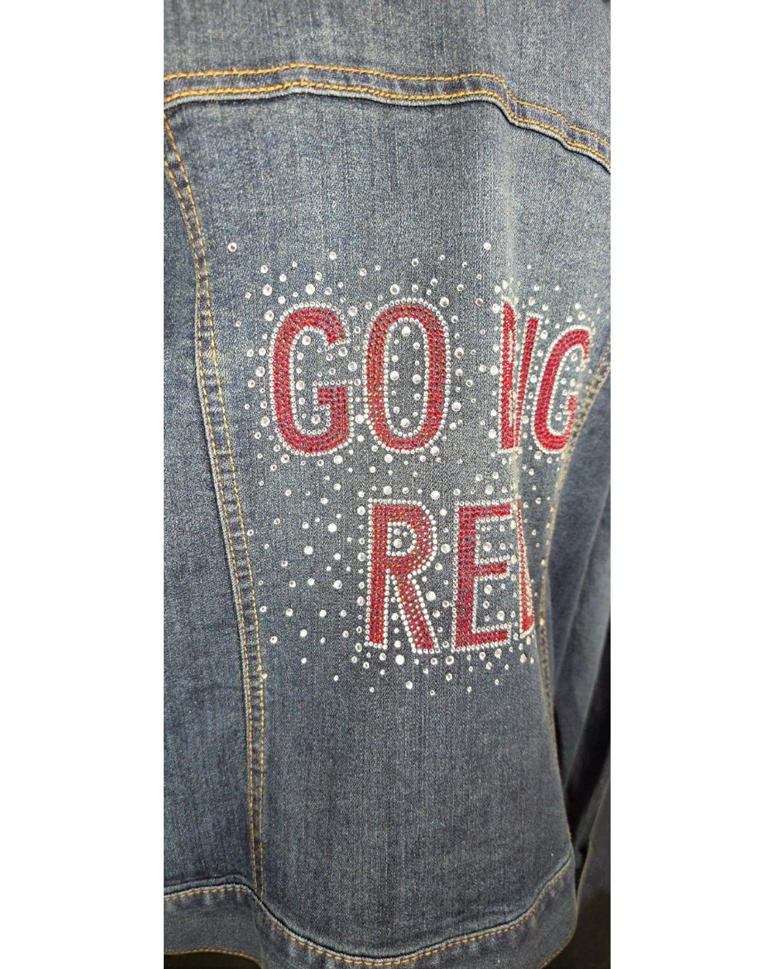FADED GLORY Nebraska Huskers Rhinestone Denim Jacket - Style# FL33D0690