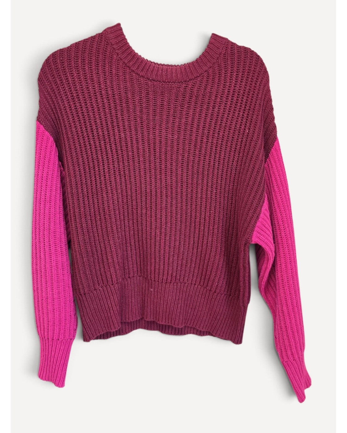Pink A New Day Cropped Colorblock Crewneck Sweater, size XS – photo 4