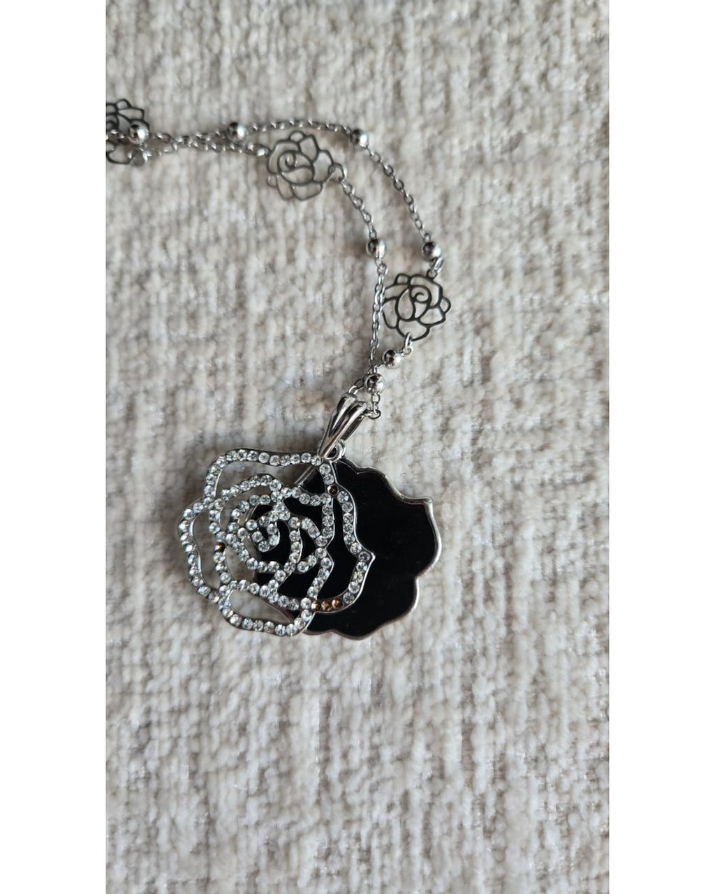 Rose Rhinestone Statement Necklace