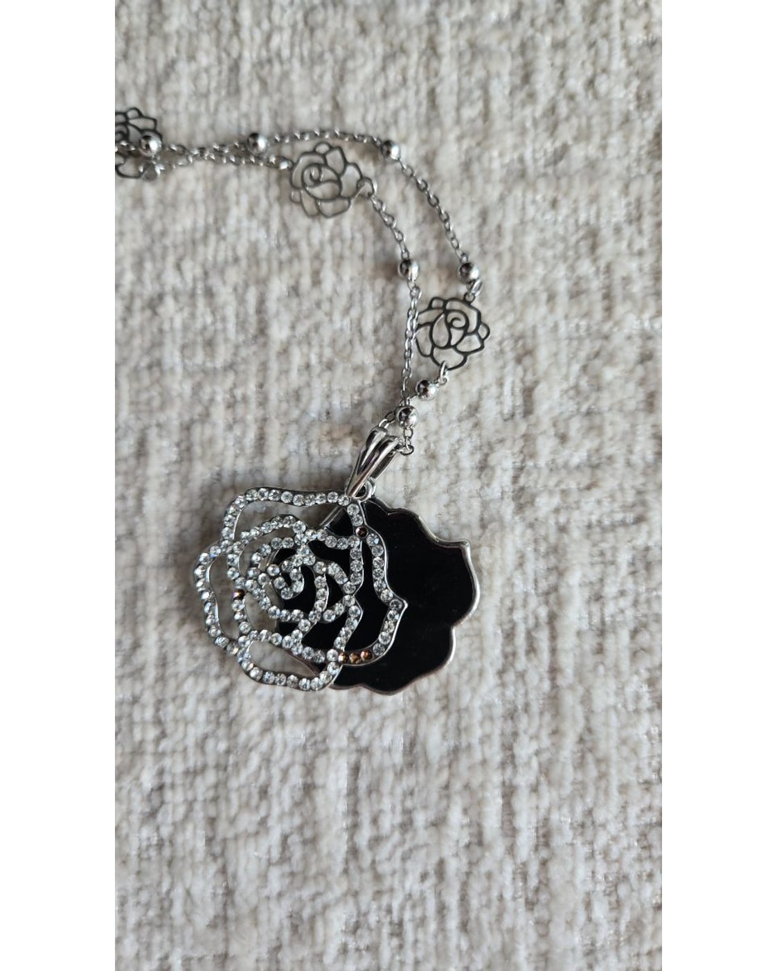 Rose Rhinestone Statement Necklace