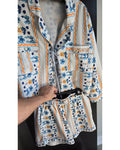 Floral Stripe Tie-Front Two-Piece Set