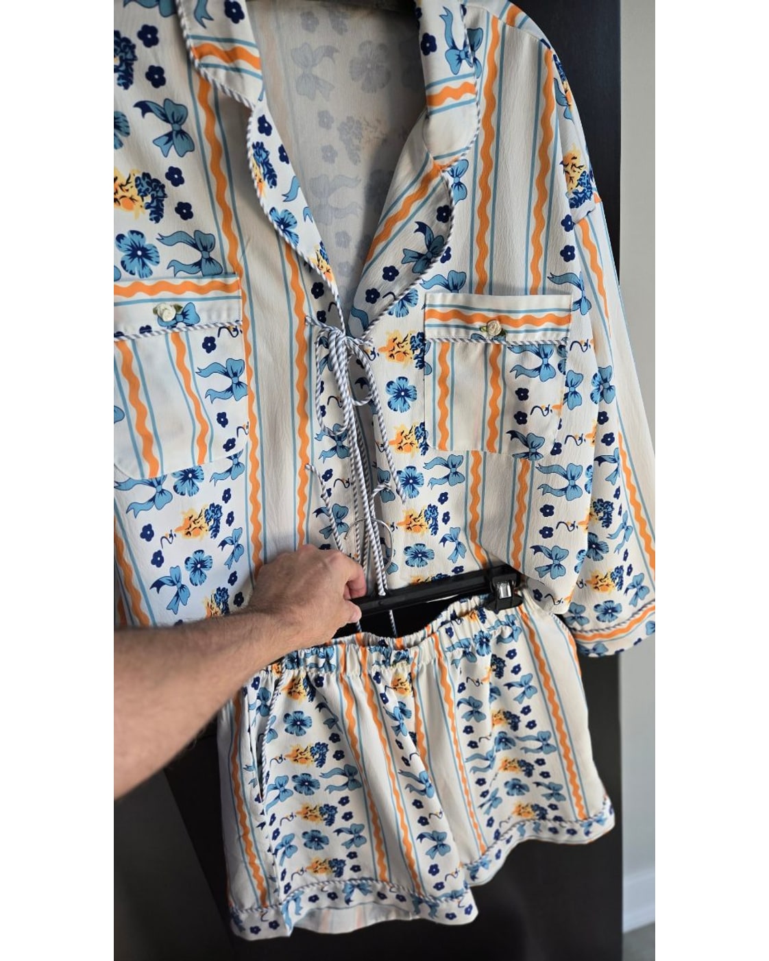 Floral Stripe Tie-Front Two-Piece Set