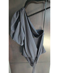 Frank Lyman Asymmetrical Draped-Sleeve Bodysuit