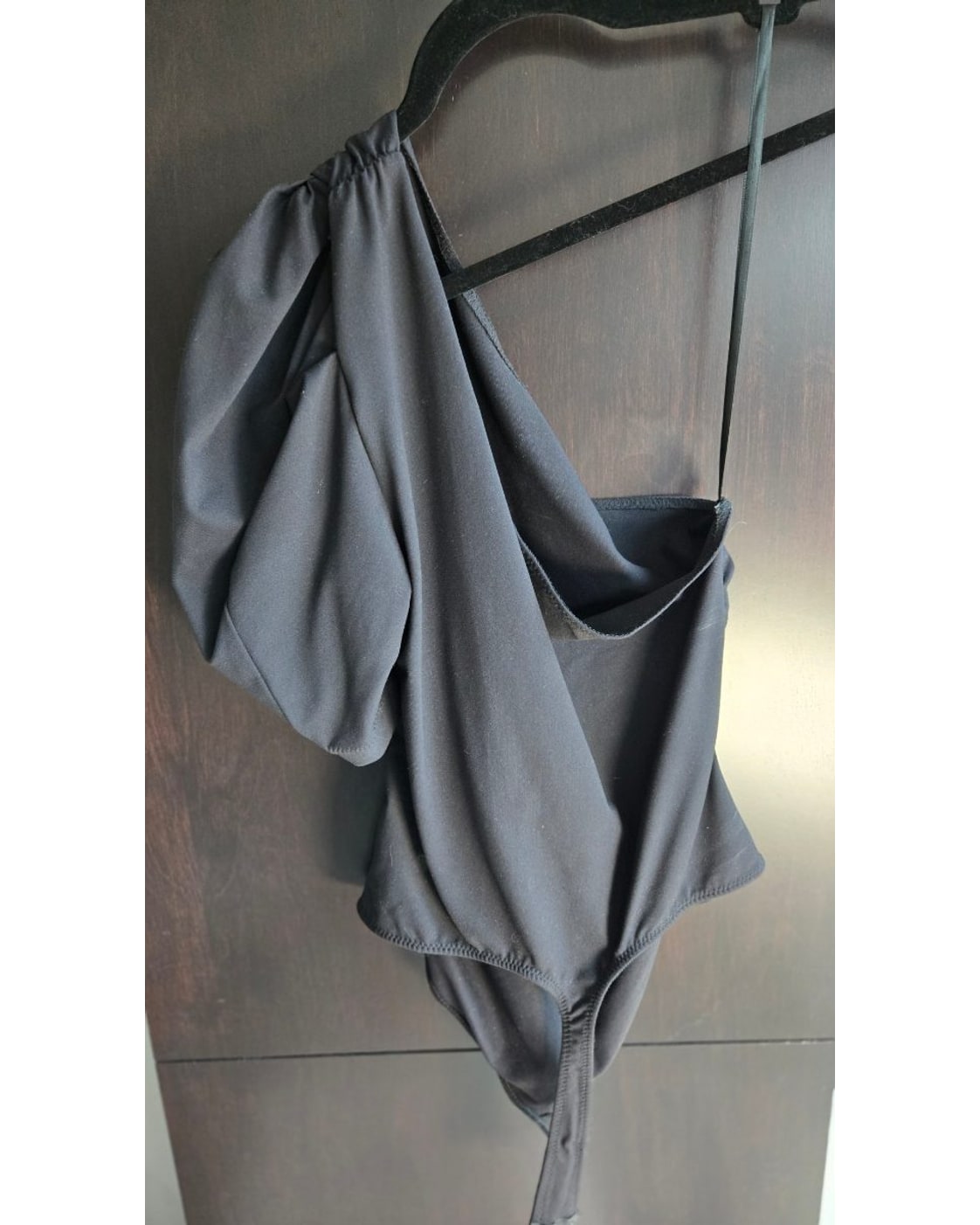 Frank Lyman Asymmetrical Draped-Sleeve Bodysuit