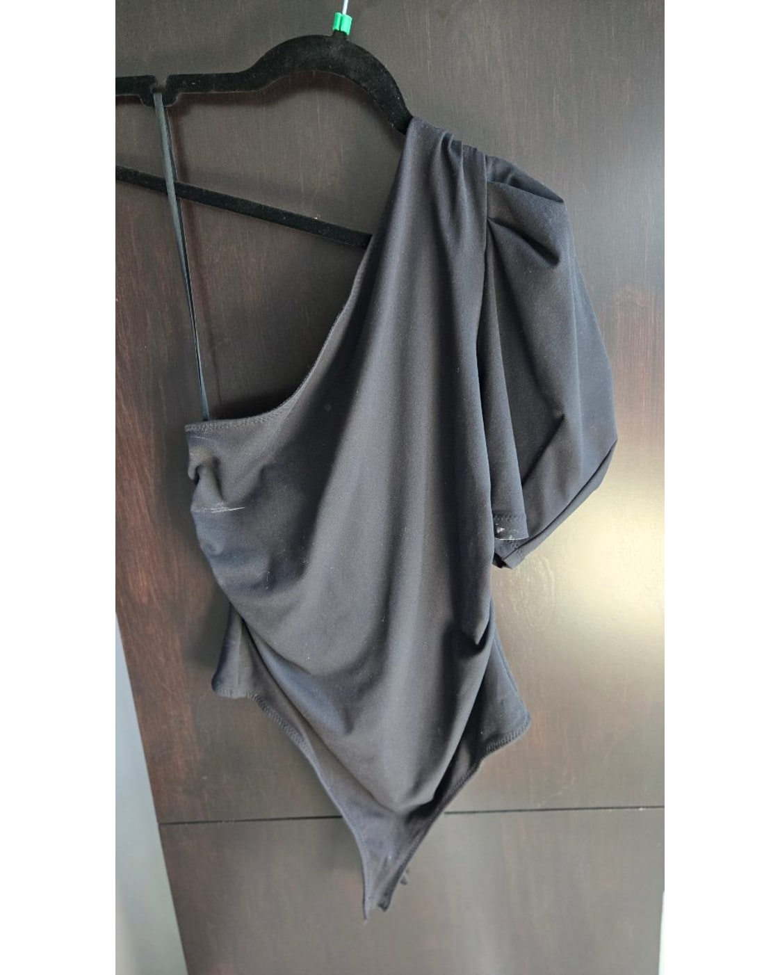 Frank Lyman Asymmetrical Draped-Sleeve Bodysuit