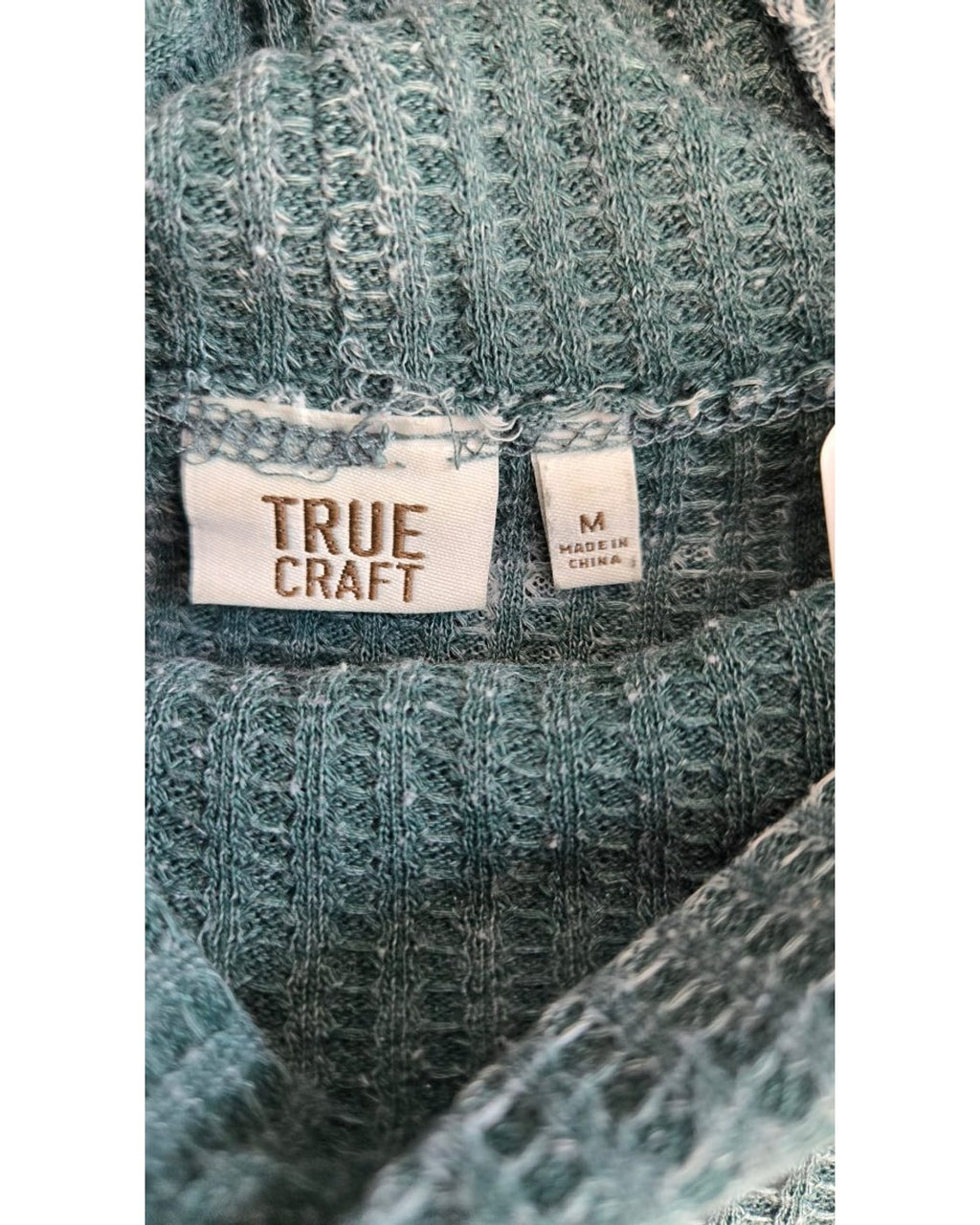 TRUE CRAFT Waffle-Knit Mock-Neck Top
