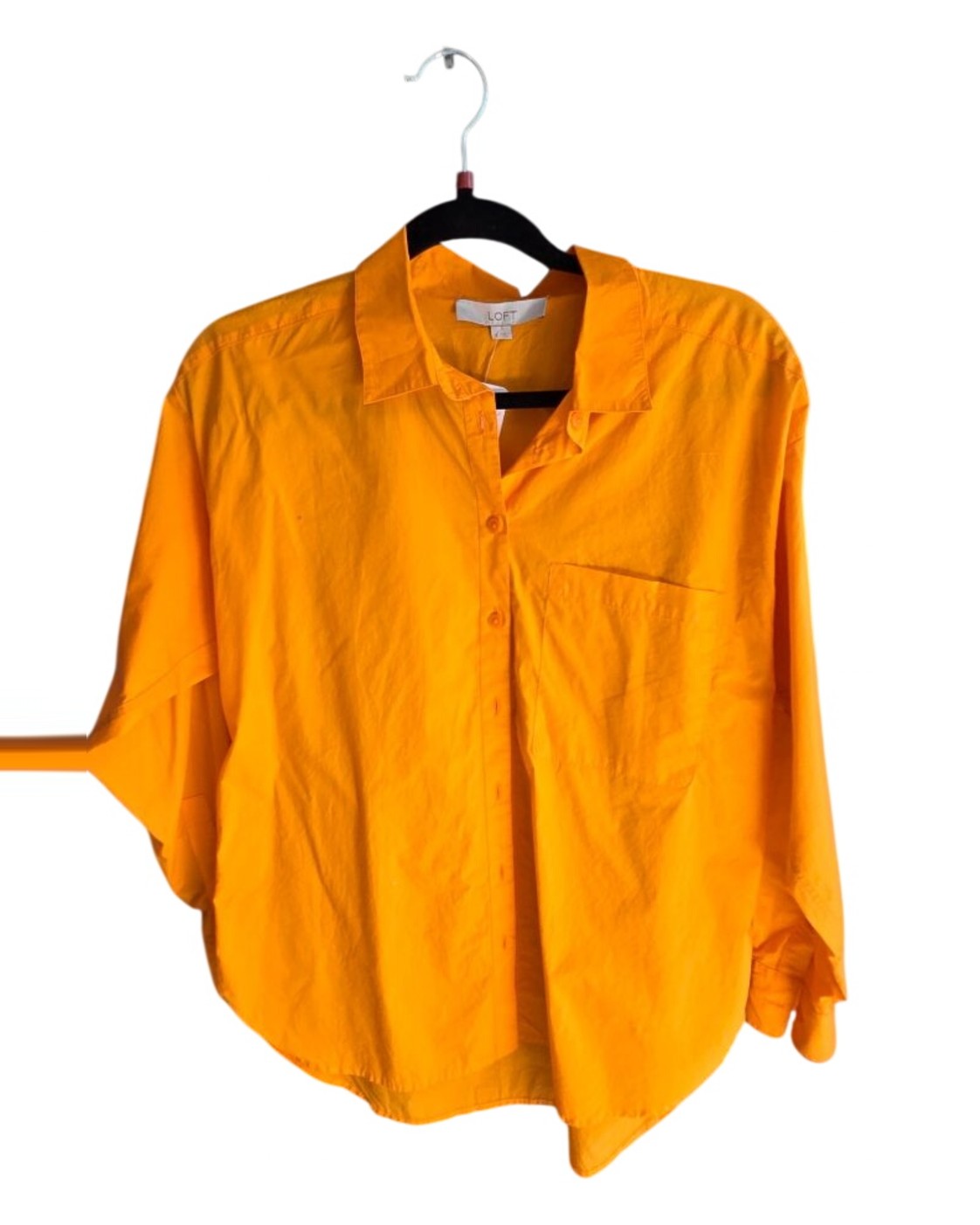 Orange Loft Oversized Dolman-Sleeve Button Down, size S