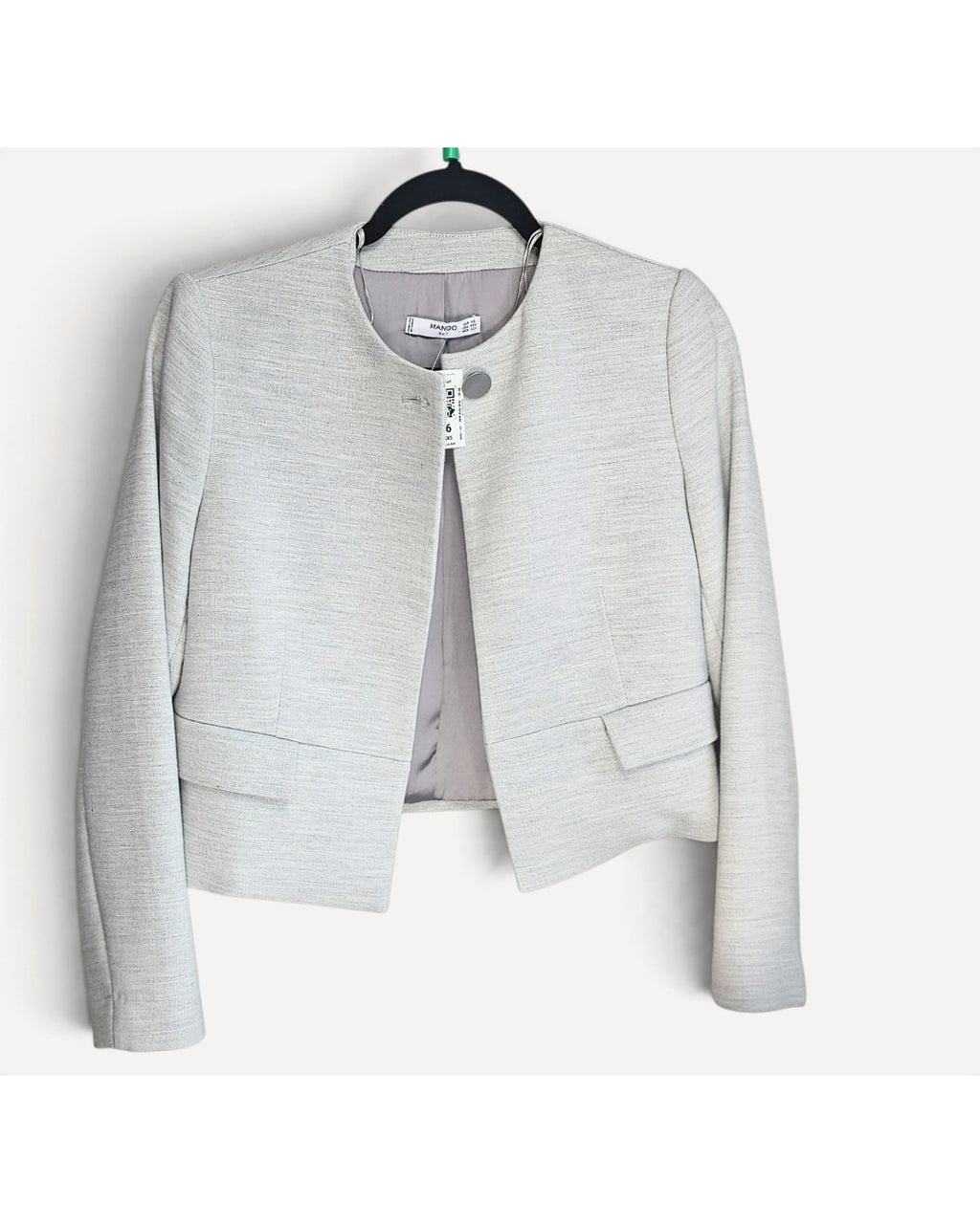 MANGO SUIT Collarless Cropped Jacket