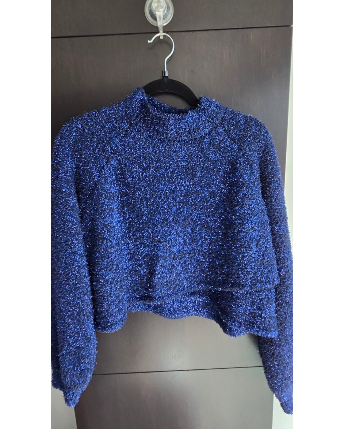 ELOQUII Metallic Fuzzy Cropped Sweater