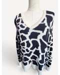 Beige Loft Animal Print V-Neck Sweater, size M