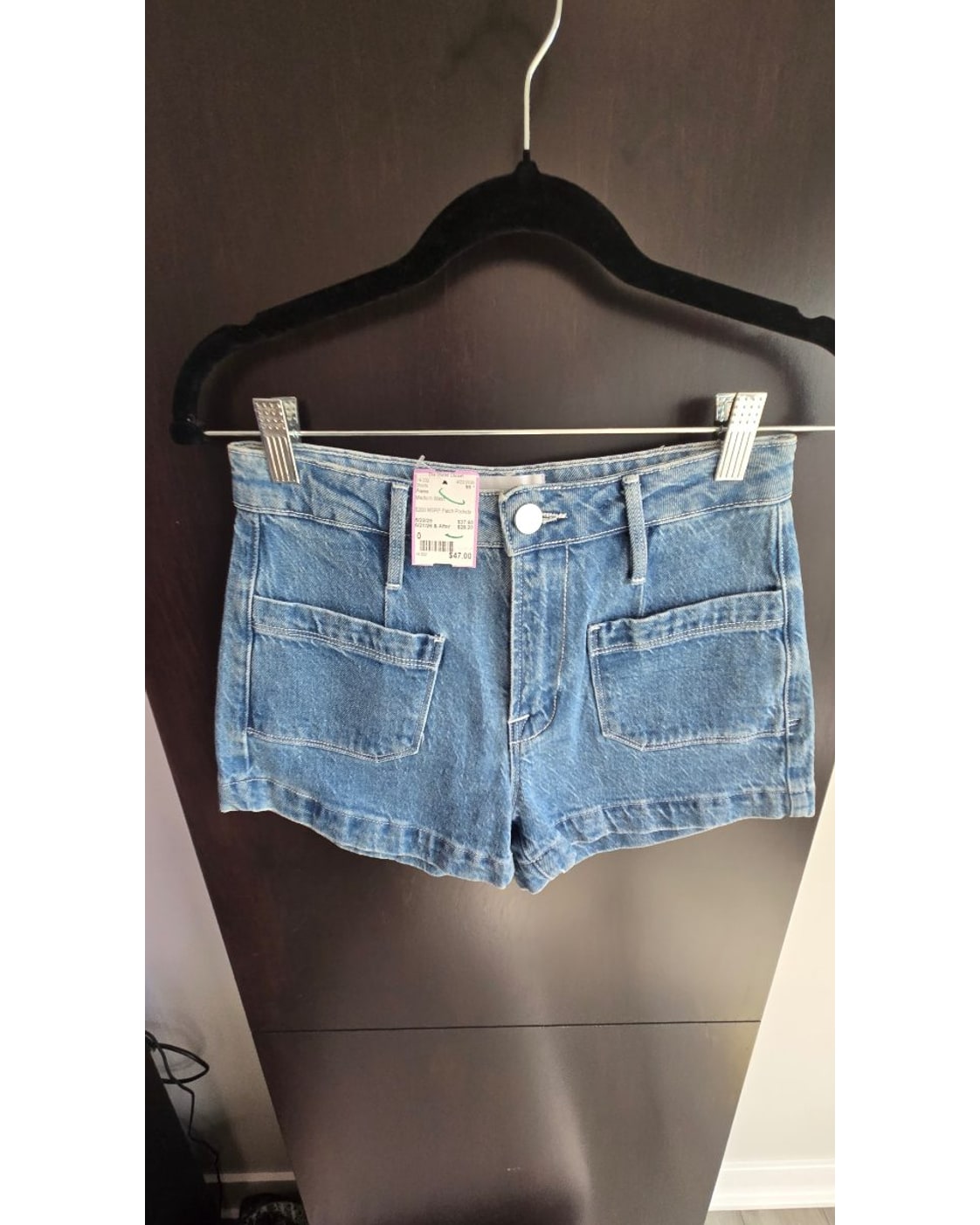 FRAME Patch-Pocket Denim Shorts