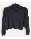 Black Free People Cropped Fuzzy Turtleneck Sweater, size XS
