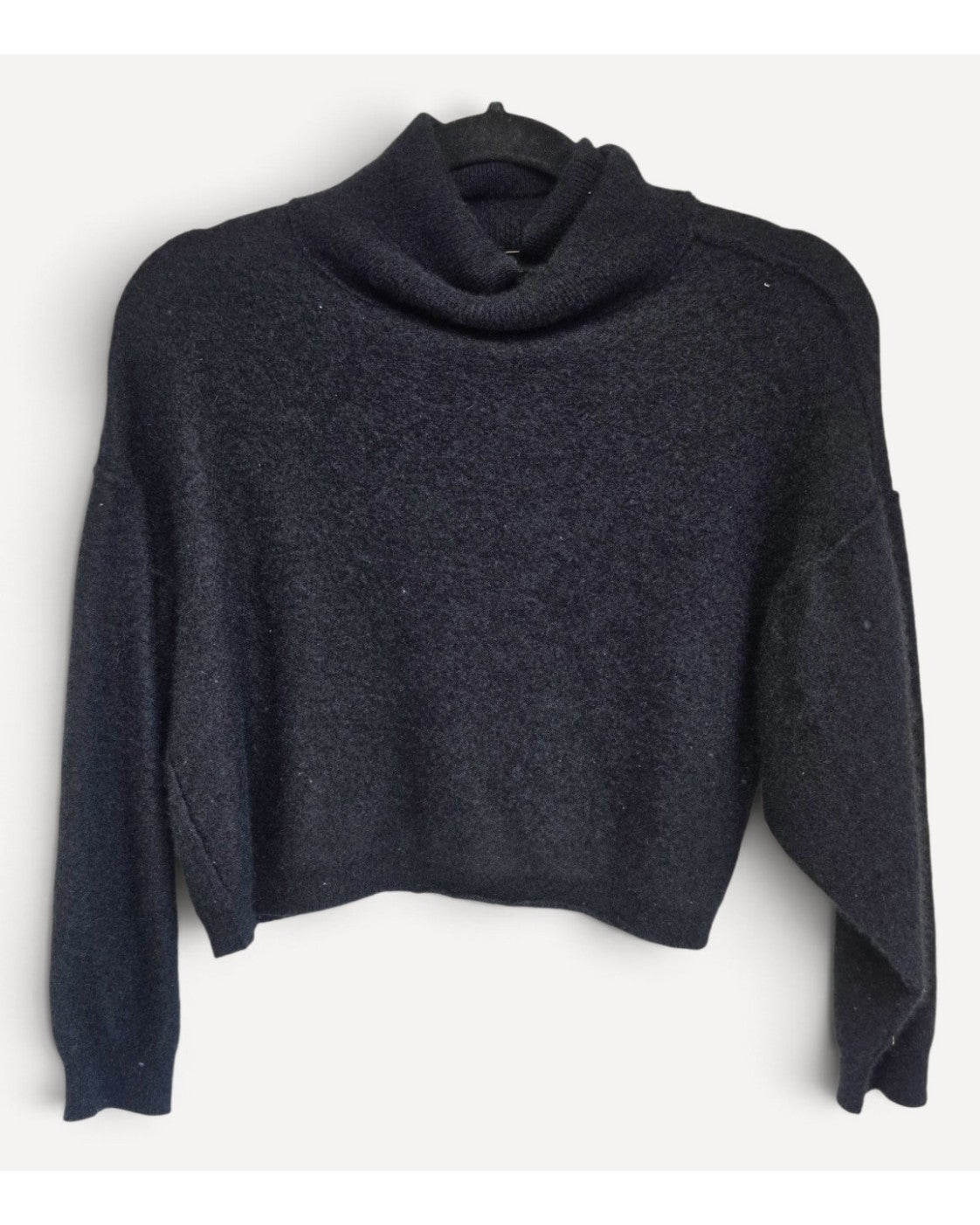 Black Free People Cropped Fuzzy Turtleneck Sweater, size XS