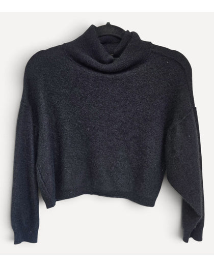 Black Free People Cropped Fuzzy Turtleneck Sweater, size XS