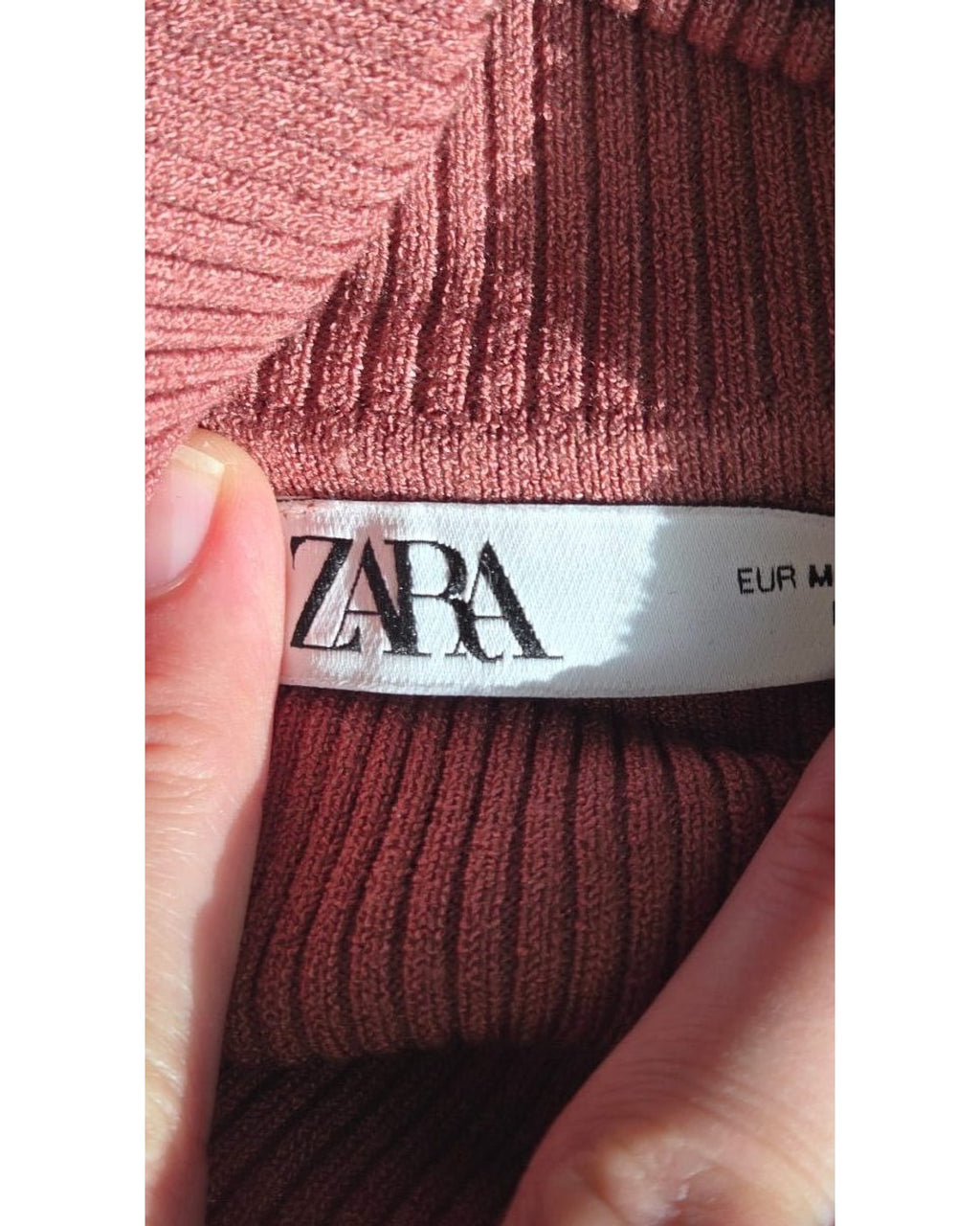 ZARA Sheer Plaid-Sleeve Cropped Turtleneck