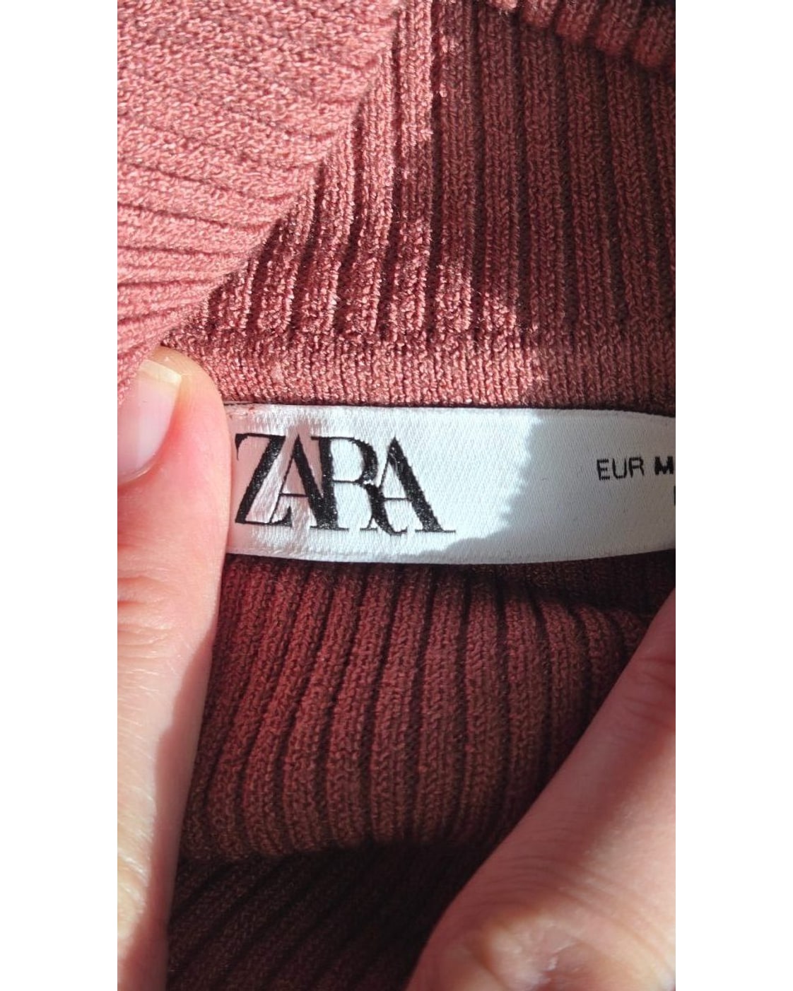 ZARA Sheer Plaid-Sleeve Cropped Turtleneck