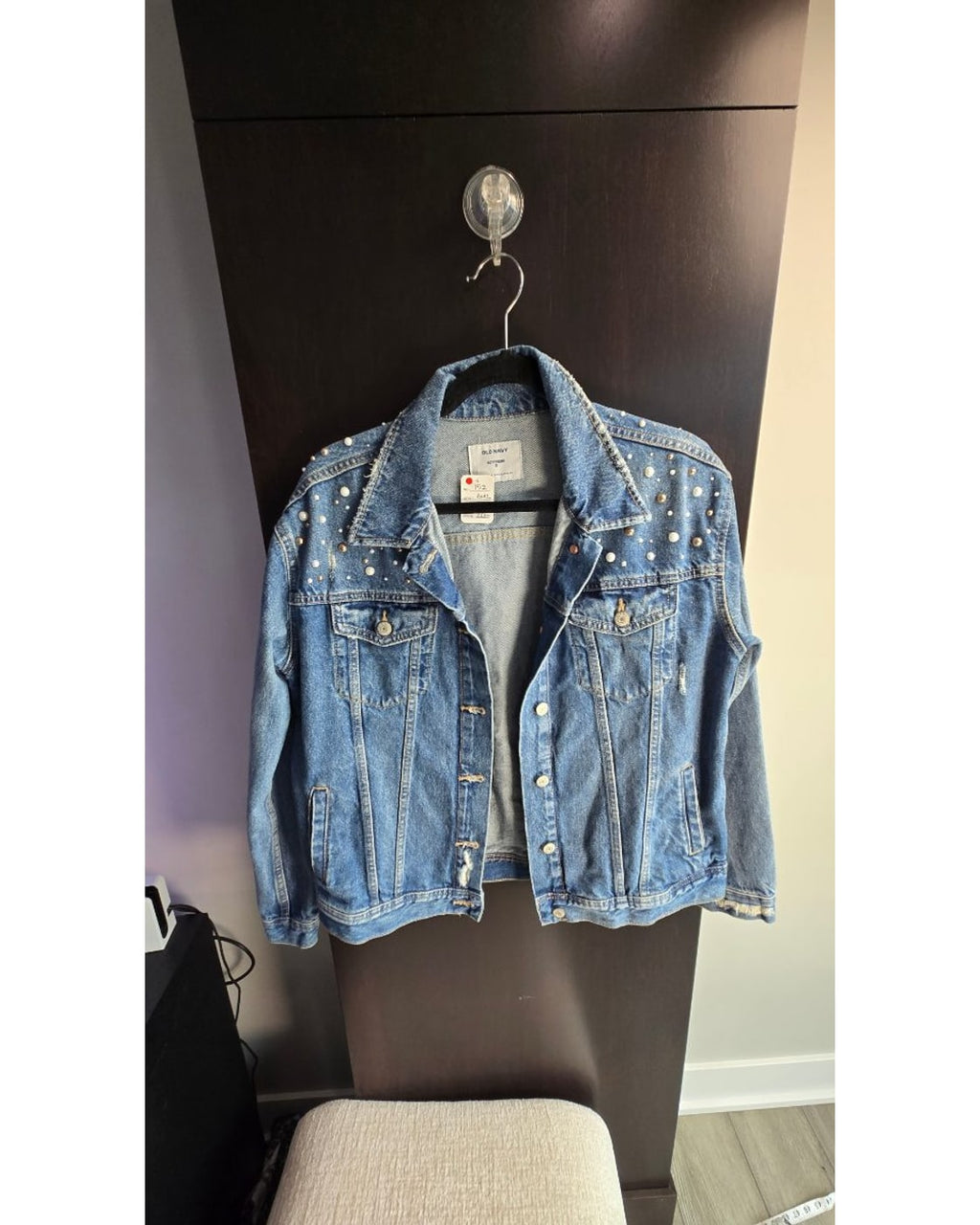 OLD NAVY Studded Graphic Boyfriend Denim Jacket