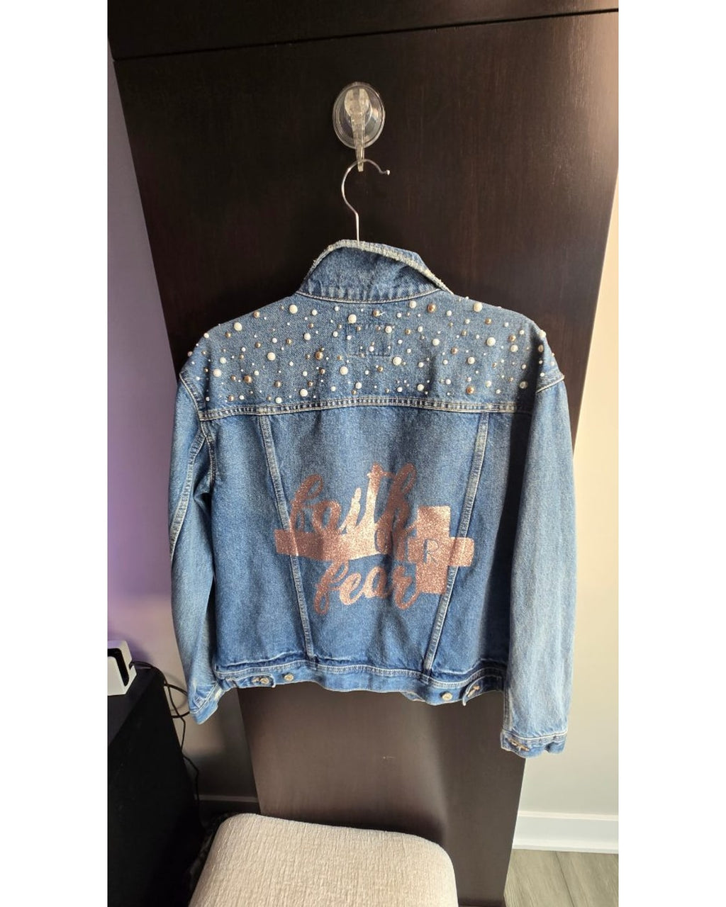 OLD NAVY Studded Graphic Boyfriend Denim Jacket