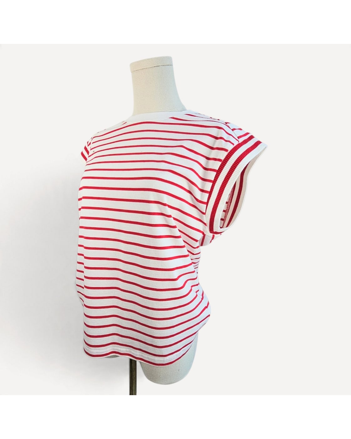 FLYING TOMATO Striped Rib-Trim Tank Top
