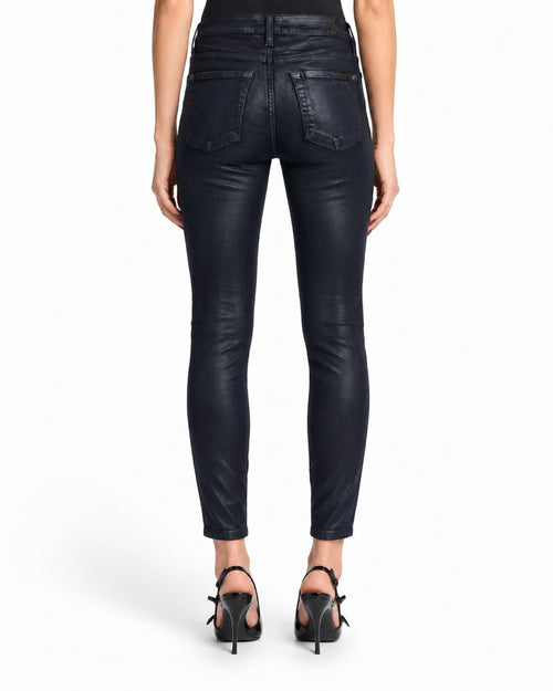 7 For All Mankind High Waisted Ankle Skinny Jean in Ink Coated