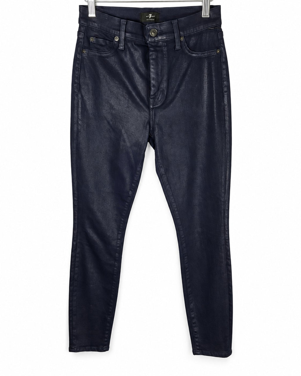 7 For All Mankind High Waisted Ankle Skinny Jean in Ink Coated