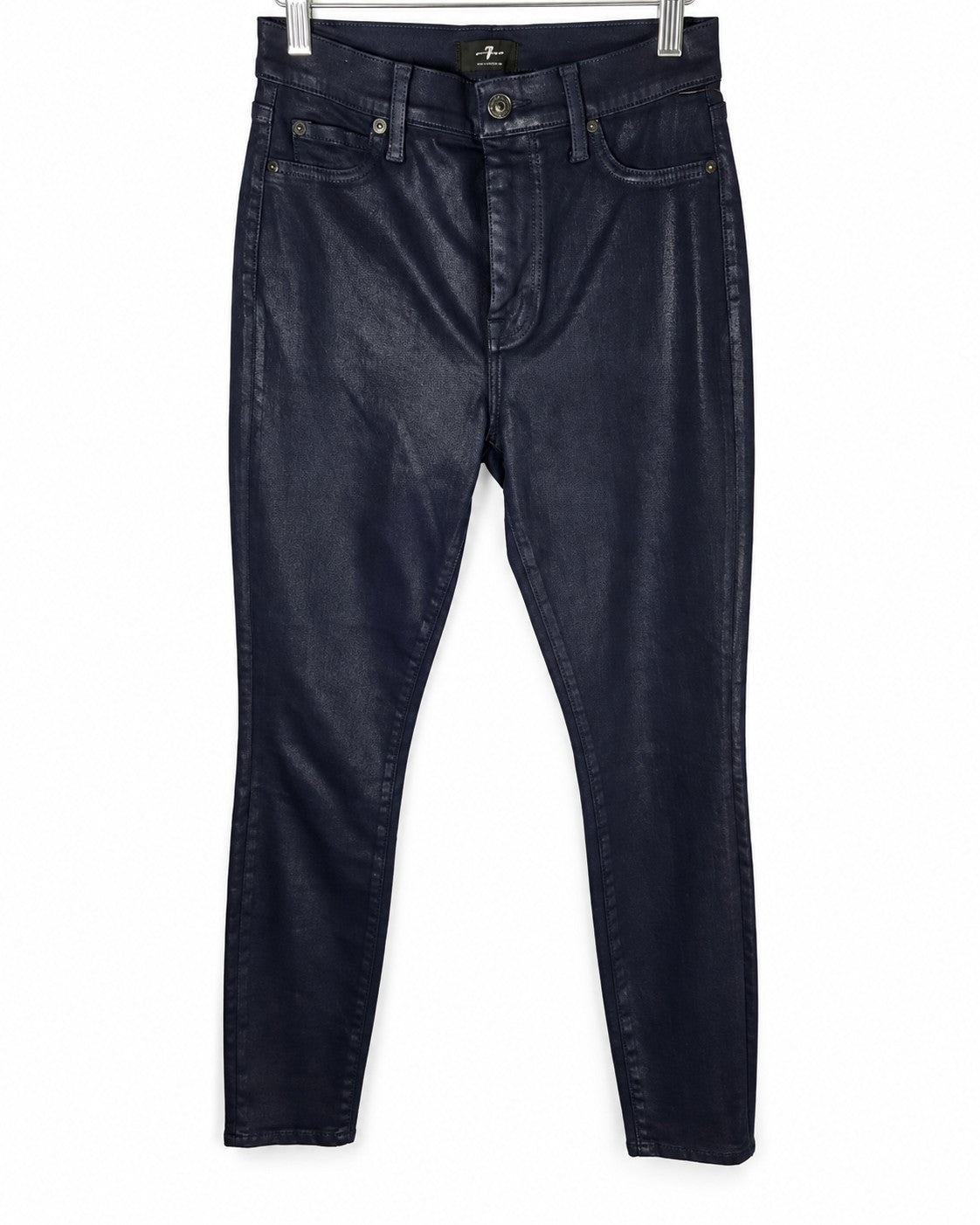 7 For All Mankind High Waisted Ankle Skinny Jean in Ink Coated