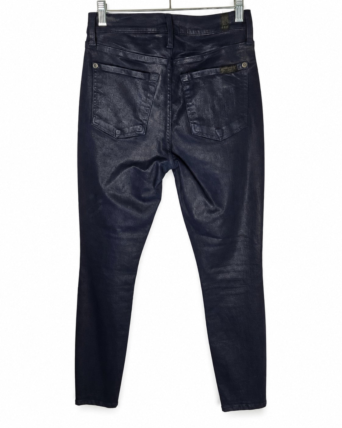 7 For All Mankind High Waisted Ankle Skinny Jean in Ink Coated