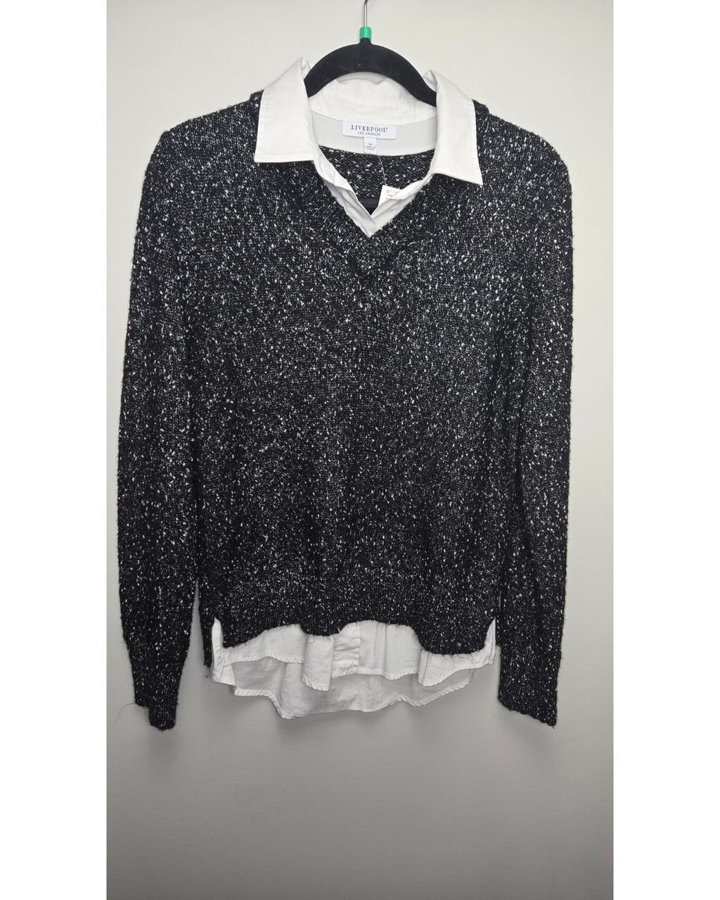 LIVERPOOL LOS ANGELES Layered V-Neck Sweater Shirt - Style# LMB0569K59
