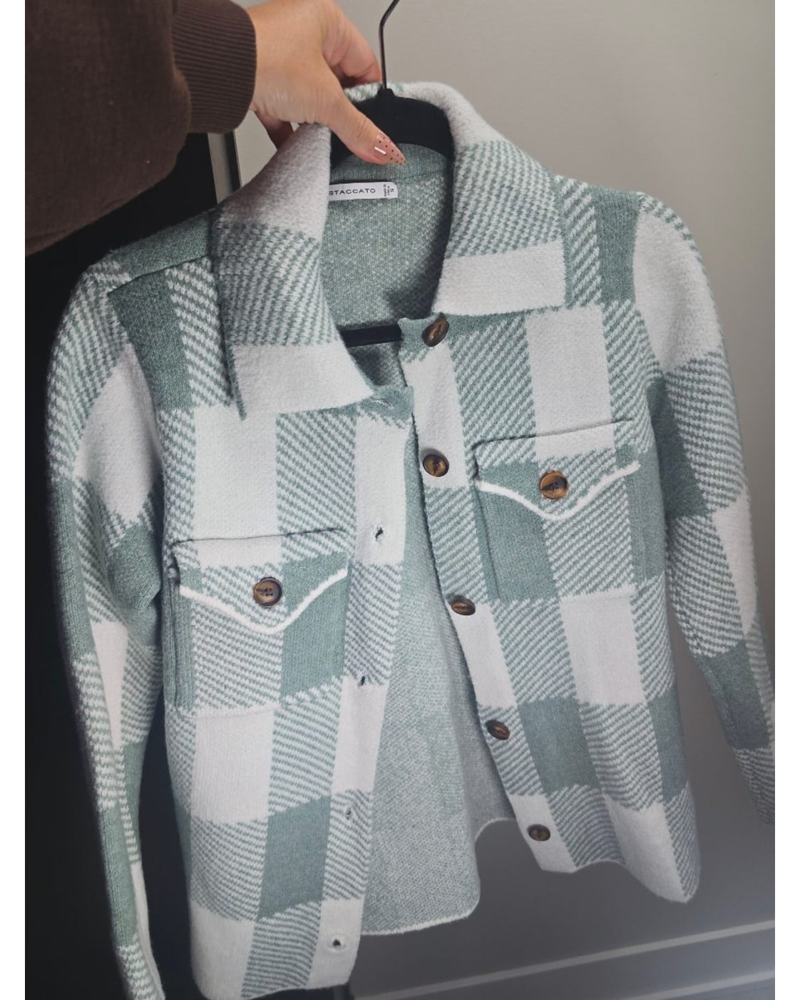 STACCATO Plaid Button-Front Knit Jacket - Style# 54309