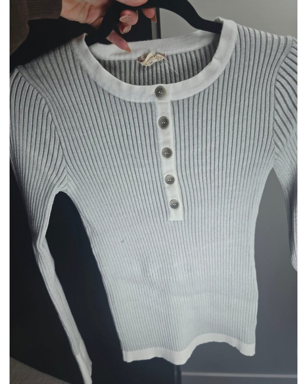 Hem & Thread Ribbed Henley Knit Top - Style# 35758