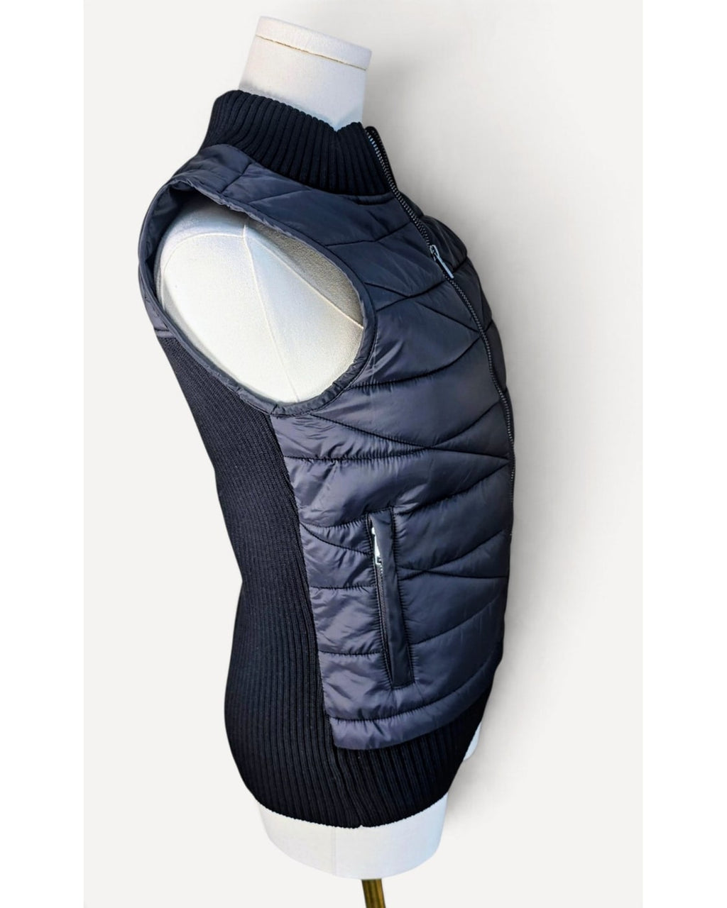 LIVERPOOL LOS ANGELES Quilted Mixed-Media Vest