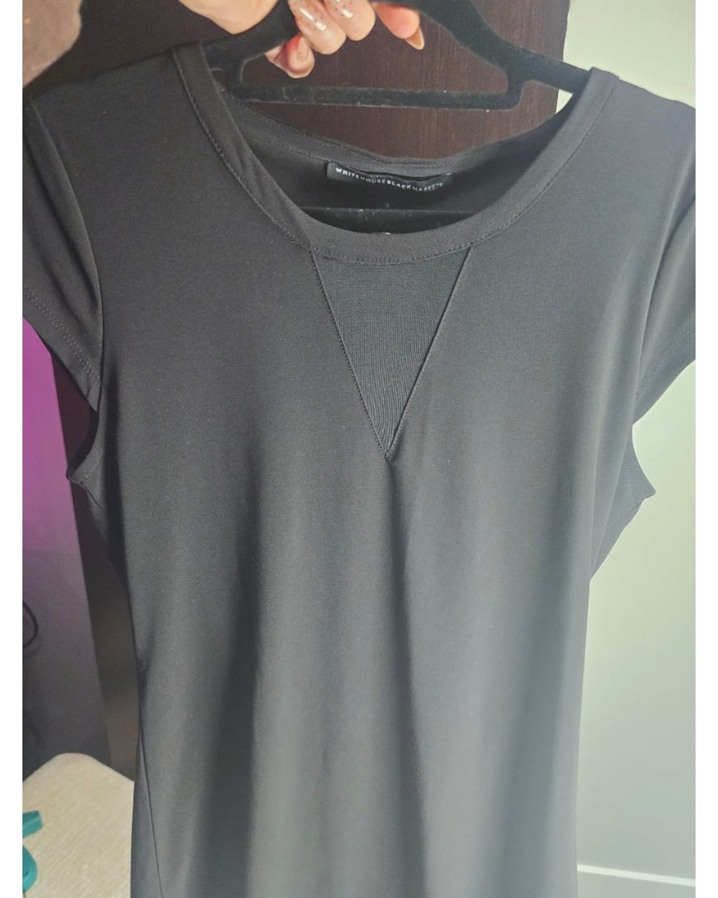 White House Black Market Mesh-Inset Short-Sleeve Knit Top