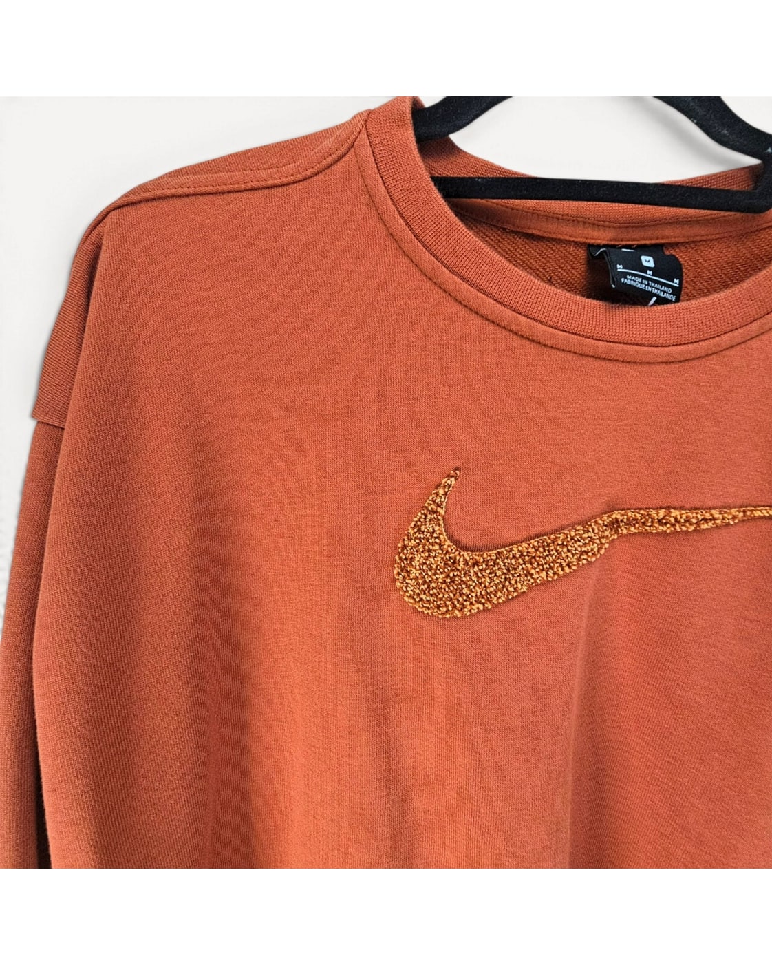 Orange Nike Cropped Swoosh Crewneck Pullover, size M – photo 3