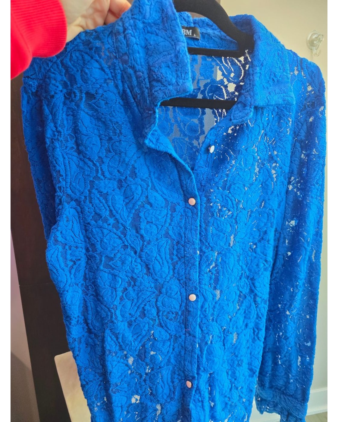 BTFBM Floral Lace Button Down Shirt - Style# 8558