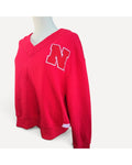 ROSIO Nebraska Varsity V-Neck Sweatshirt - Style# S#FV201