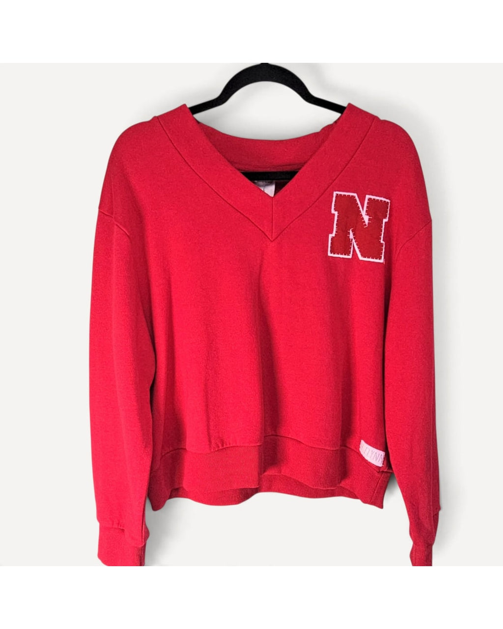 ROSIO Nebraska Varsity V-Neck Sweatshirt - Style# S#FV201