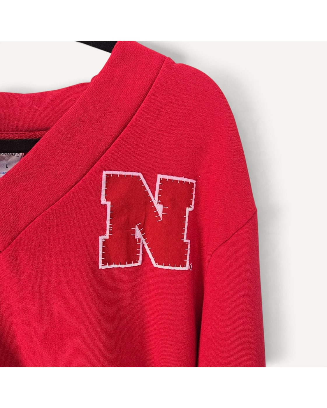 ROSIO Nebraska Varsity V-Neck Sweatshirt - Style# S#FV201